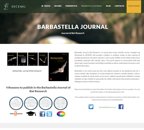 Nueva plataforma de la revista Barbastella, Journal of Bat Research